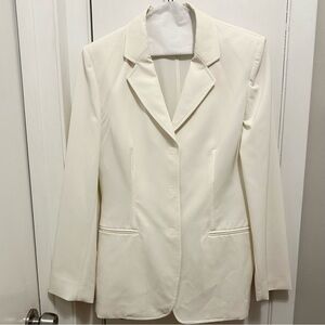 Blue Les Copains Cream Ivory Long Blazer Jacket Womens 6 Hook & Loop Closure